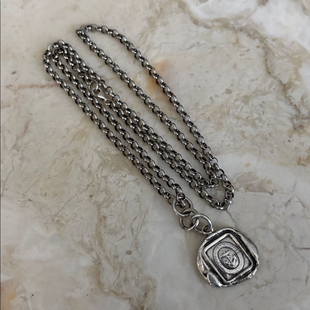 Pyrrha Still Have Hope Talisman 925 Sterling Silver Anchor Necklace 24” Chain